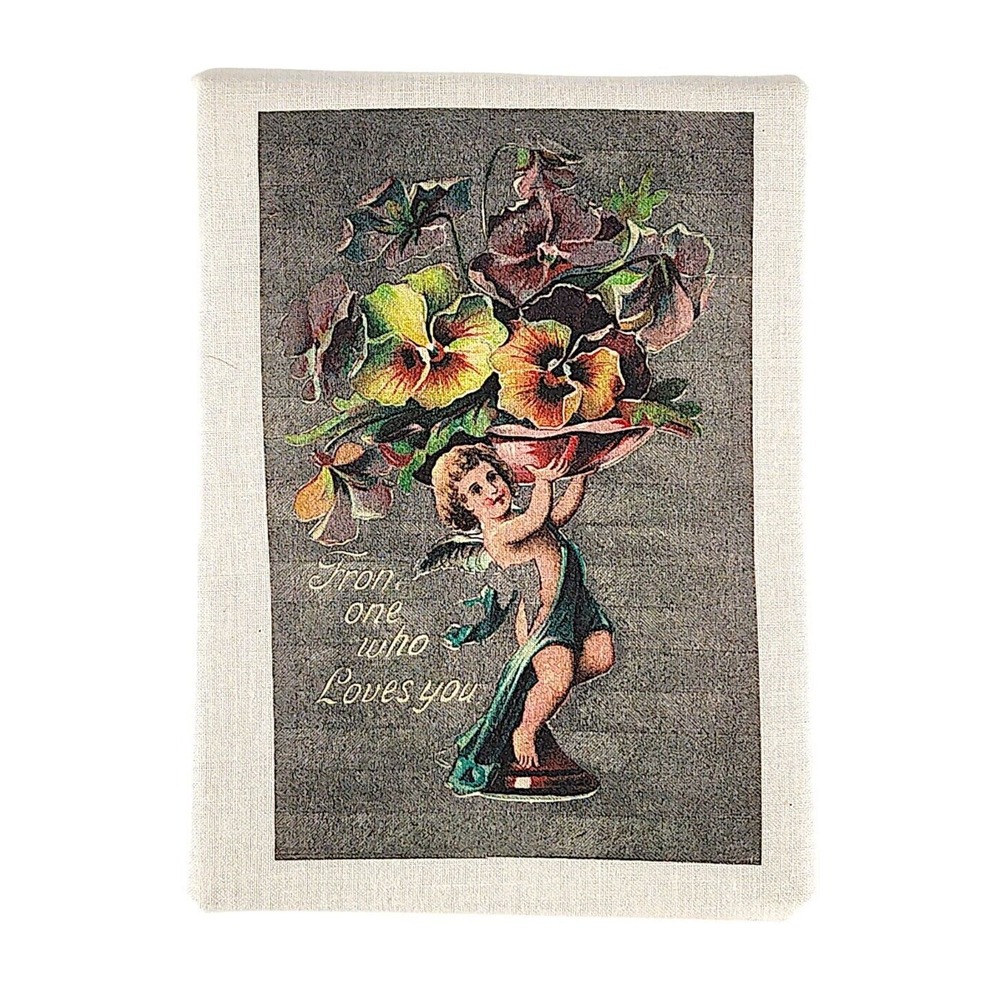 Vintage Victorian Style Floral Pansy & Cherub Angel Fabric Transfer